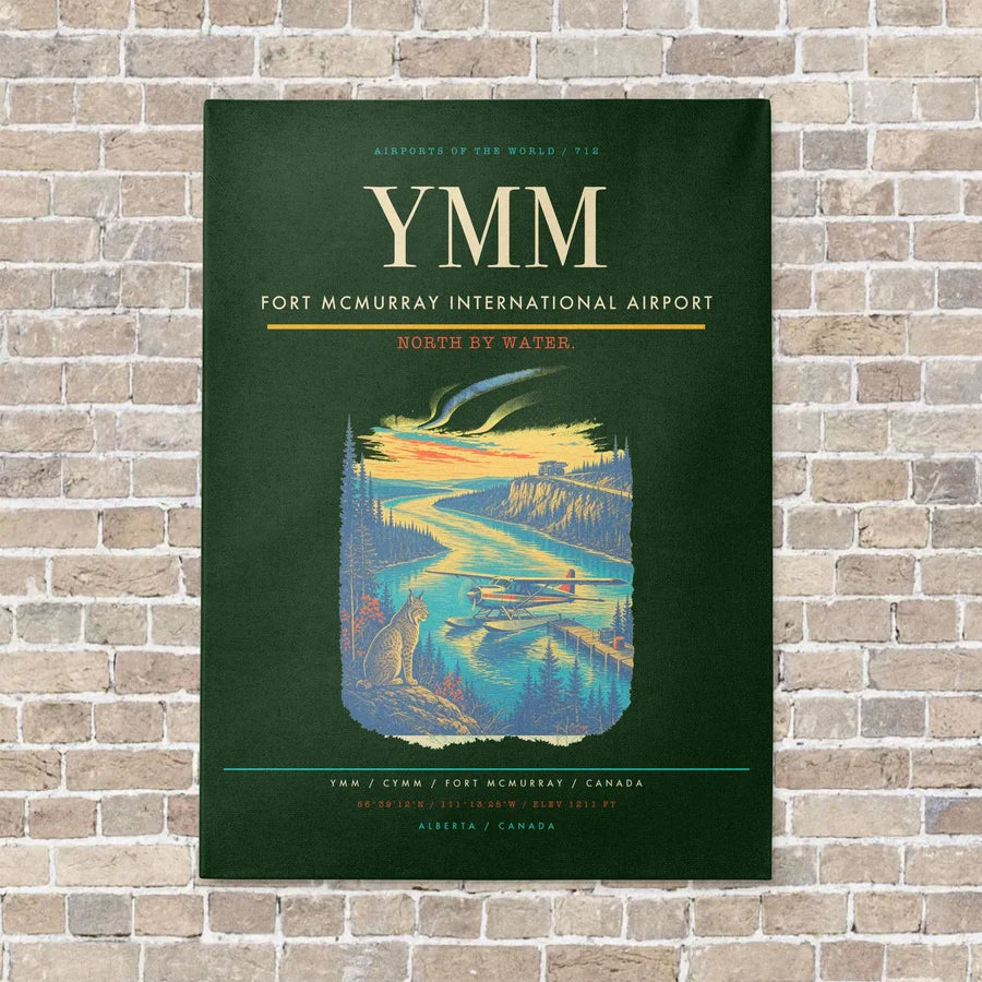 Fort McMurray International Airport YMM vertical canvas print - no frame - dark green background