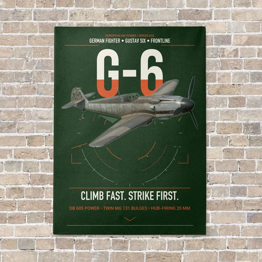 Messerschmitt Bf 109G-6 vertical canvas print - no frame - dark green background