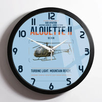 Thumbnail for Sud Aviation SE 3130 Alouette II design on light blue framed wall clock