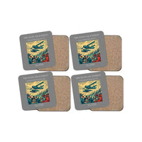 Thumbnail for The Seaplane Everest - Designed Coasters design on gray 4-pieces-set
