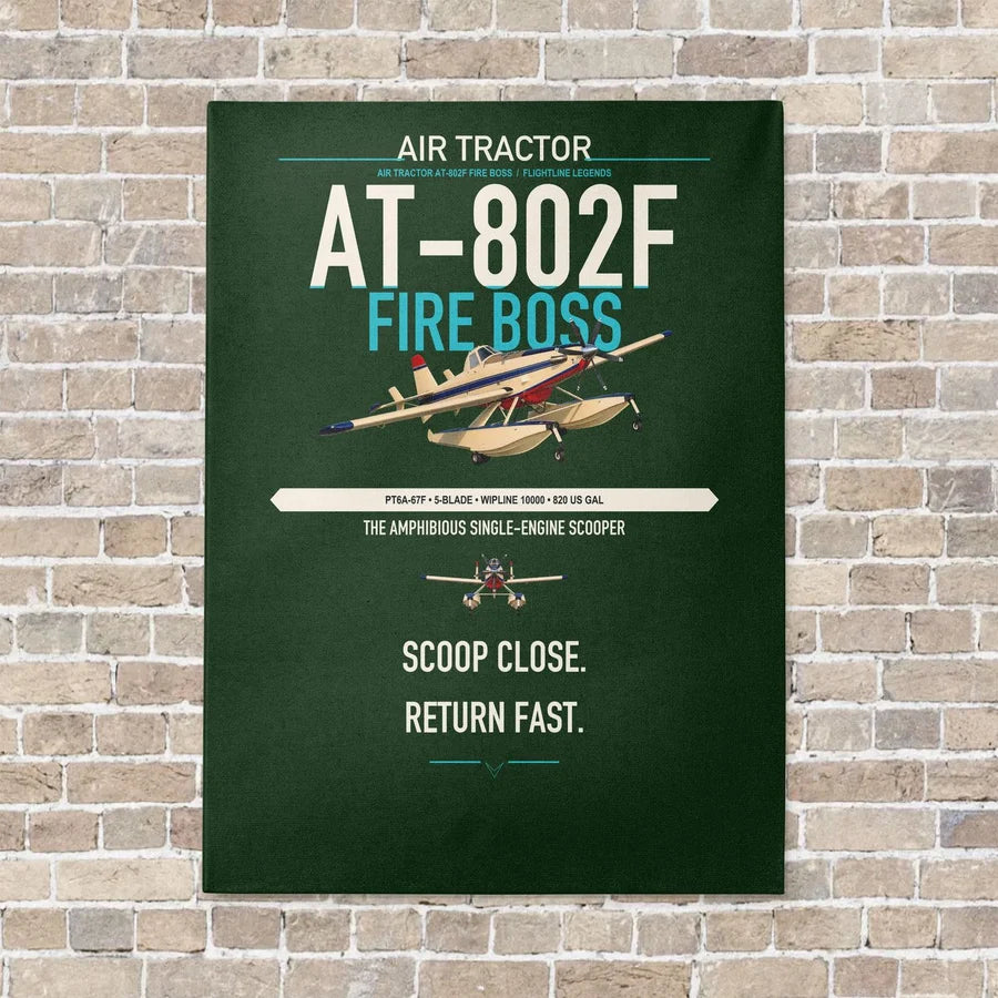Air Tractor AT-802F Fire Boss vertical canvas print - no frame - dark green background