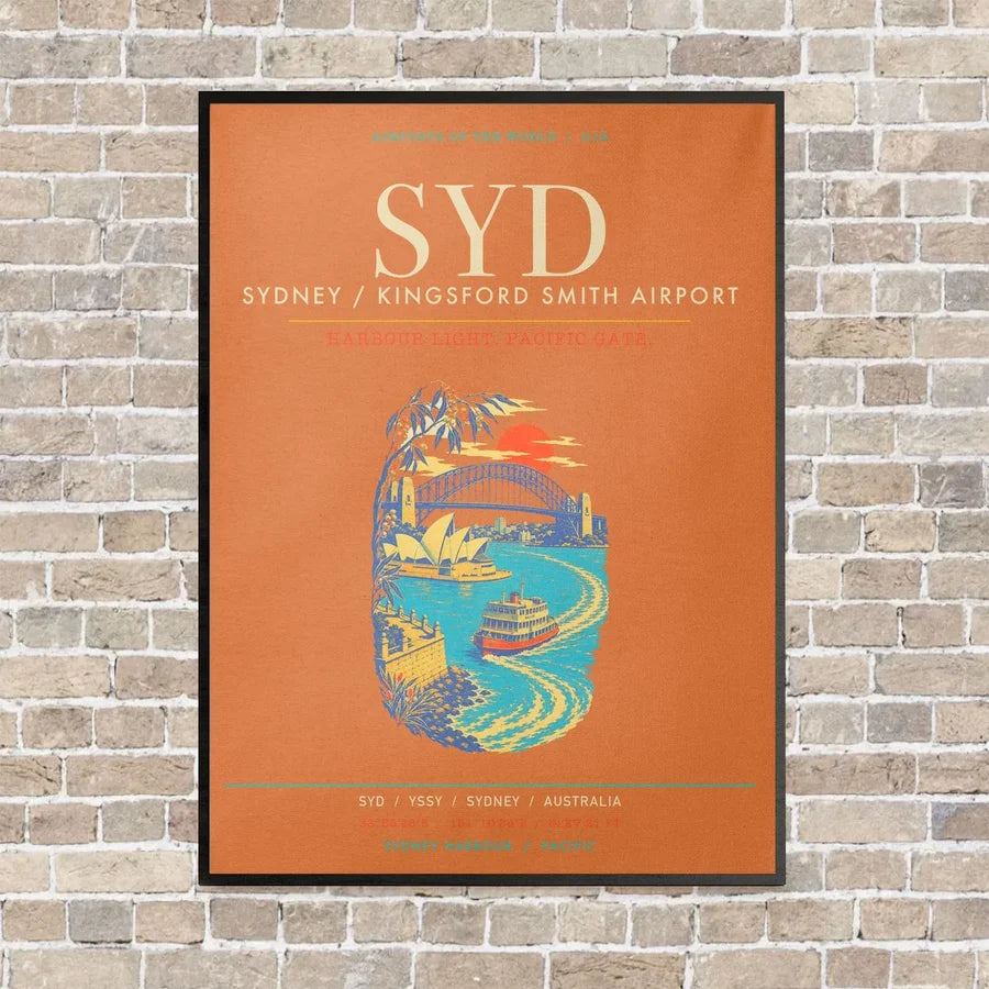 Sydney Kingsford Smith Airport SYD - Canvas Framed - Orange