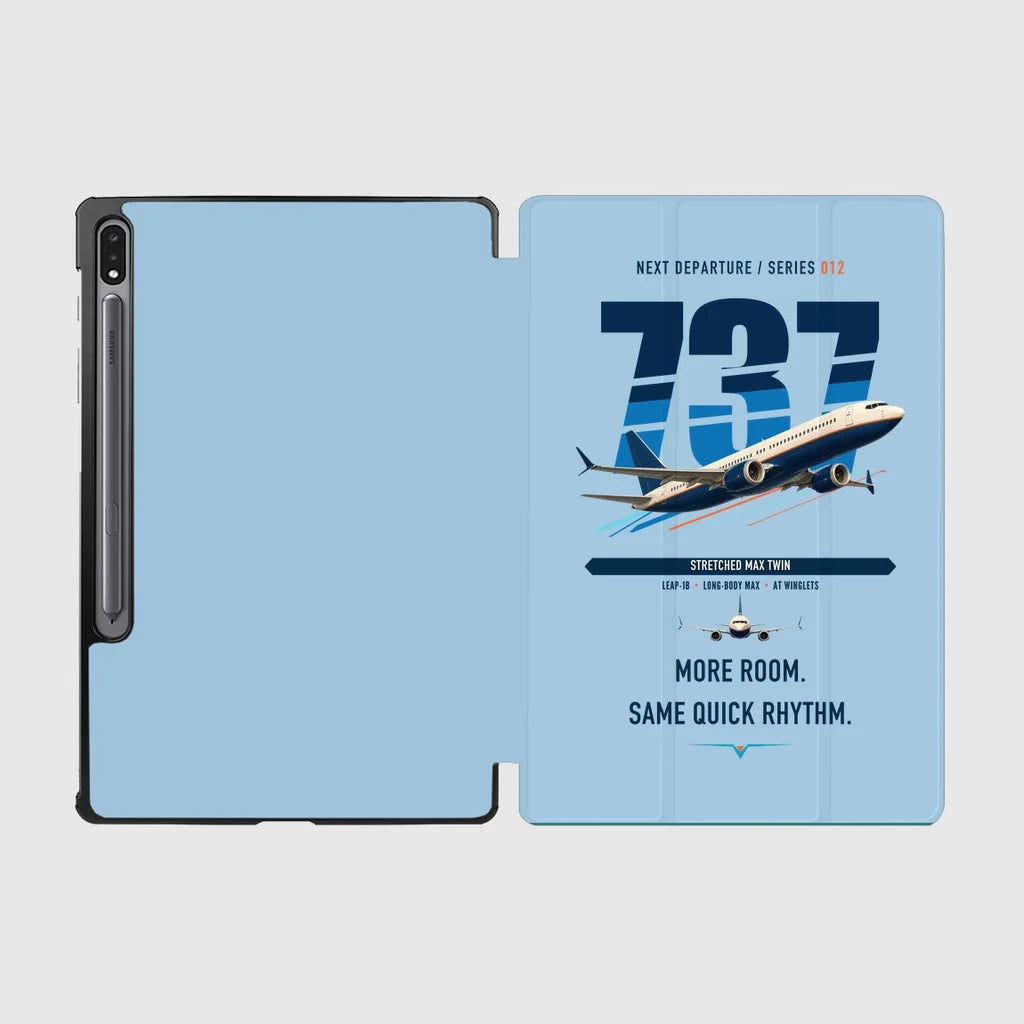 Boeing 737 MAX 9 design on light blue samsung tablet tablet case