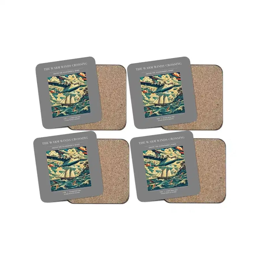 The Warm Winds Crossing - Designed Coasters design on gray 4-pieces-set