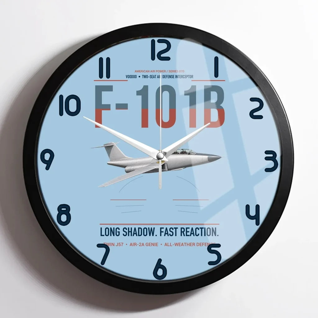 F-101B Voodoo design on light blue framed wall clock