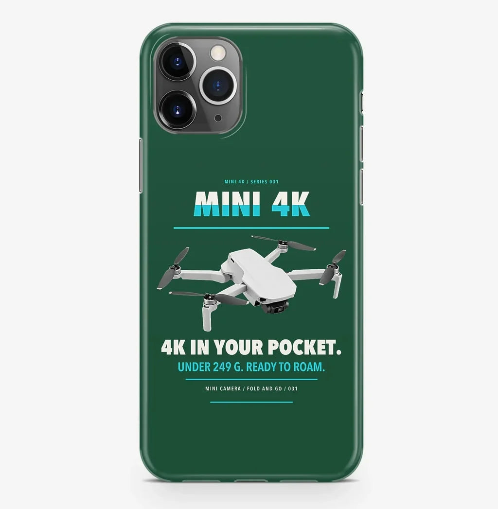 DJI Mini 4K Case ProMax design on dark green iphone case promax