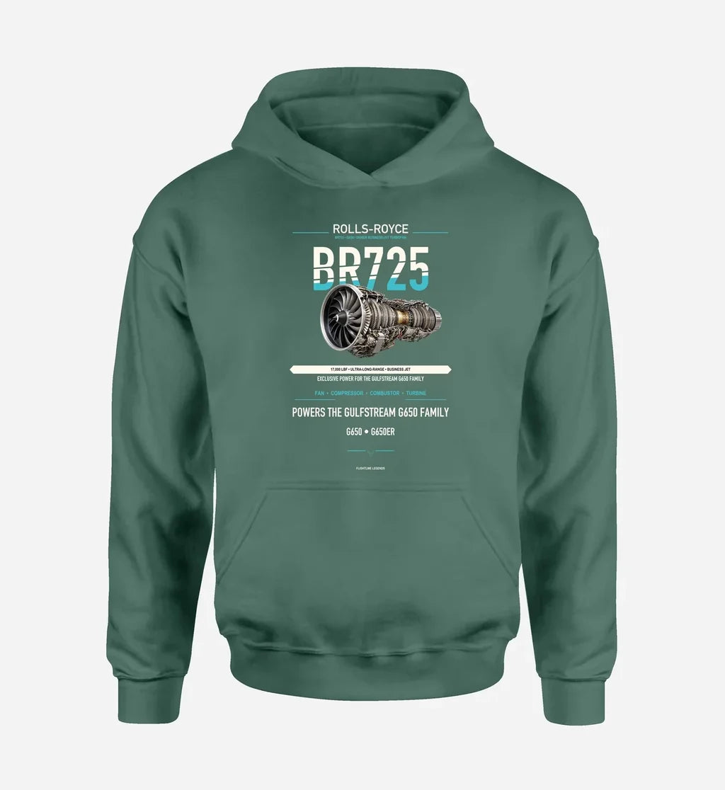 BR725 design on green hoodie single side