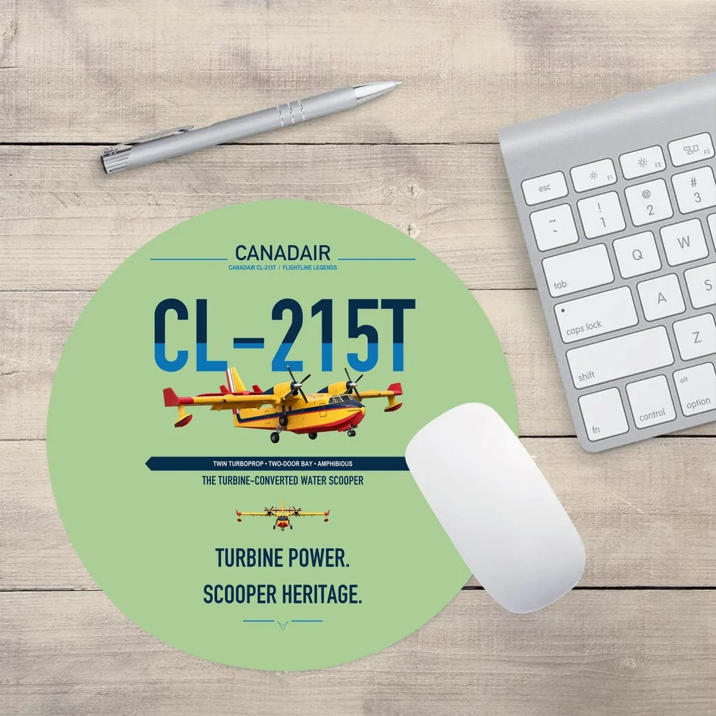 Canadair CL-215T design on light green round mouse pad