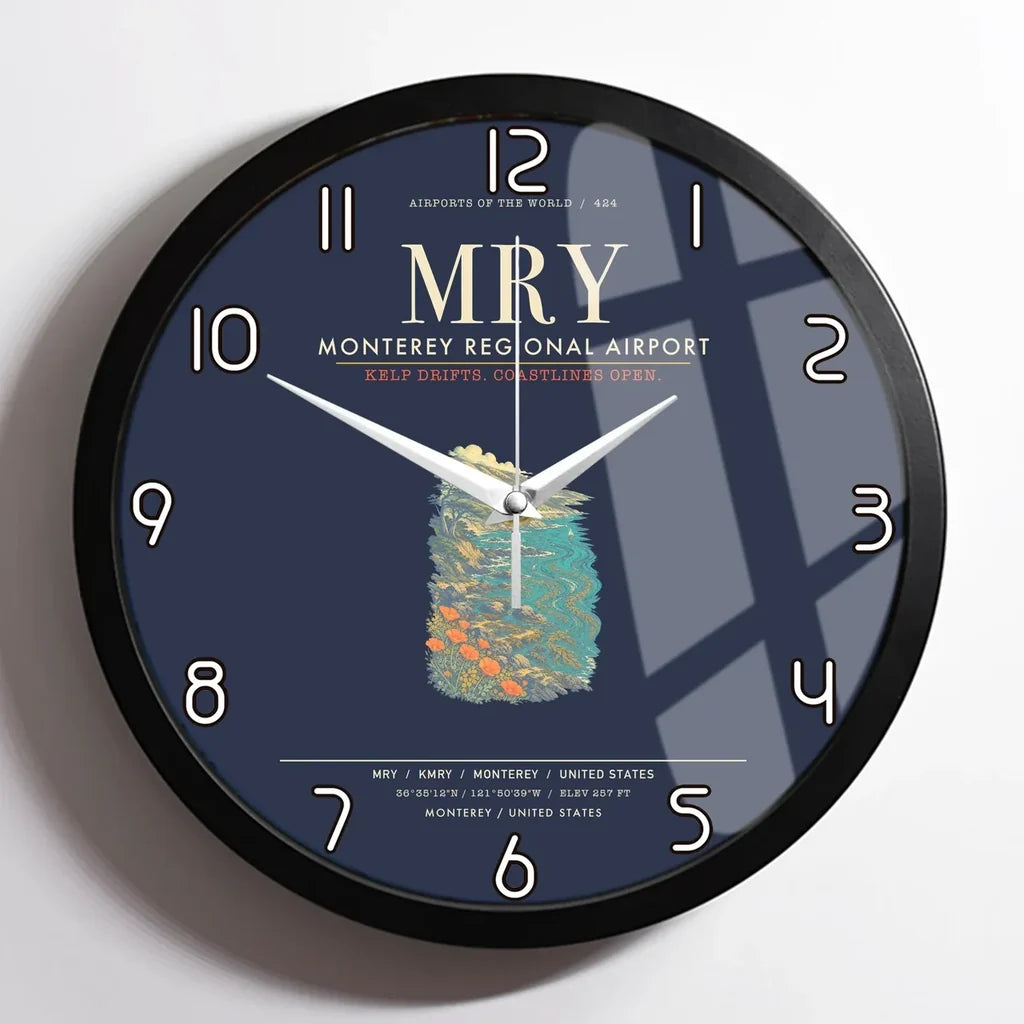 Monterey Regional Airport MRY Wall-Clock Framed - Navy Blue
