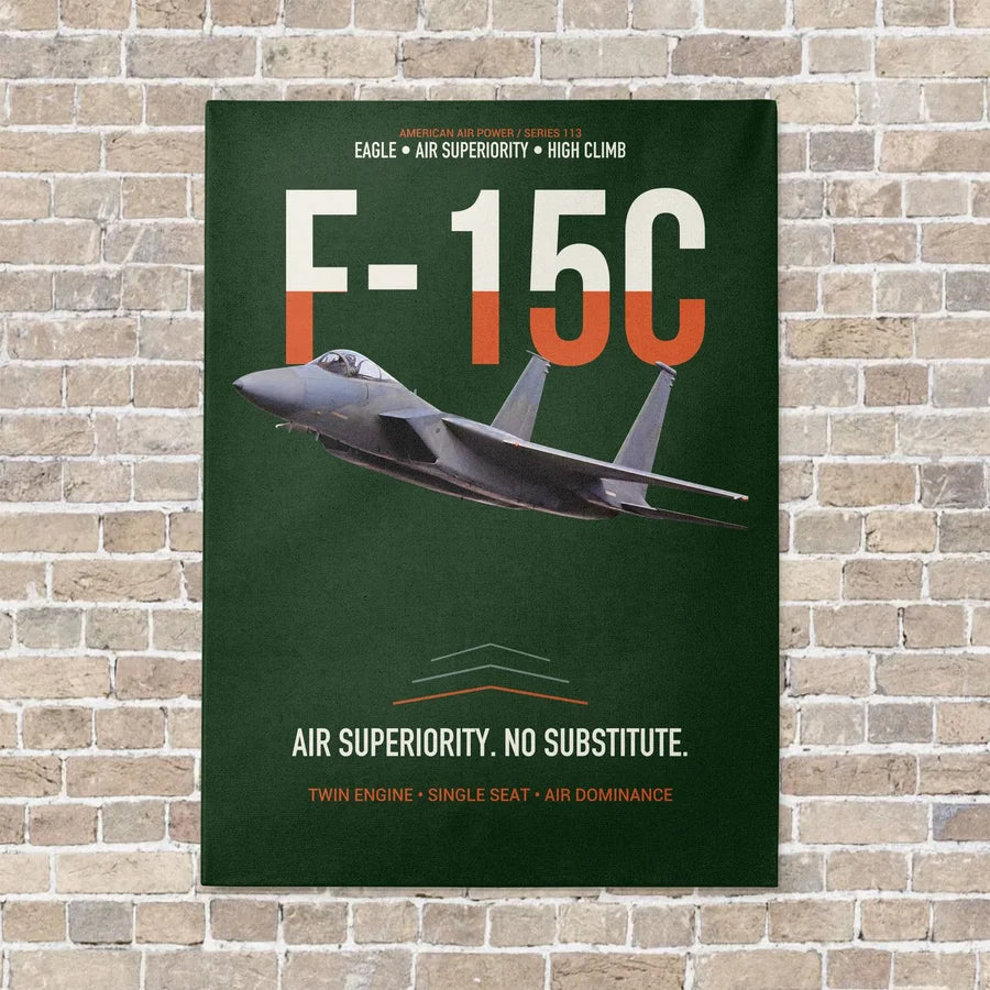F-15C Eagle Air Superiority No Substitute vertical canvas print - no frame - dark green background