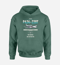 Thumbnail for Piper PA-34-220T Seneca V design on green double-side hoodie, single-side print