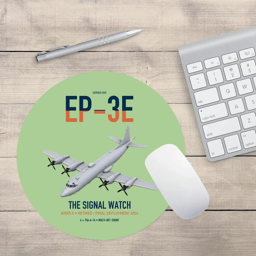 EP-3E ARIES II design on light green round mouse pad