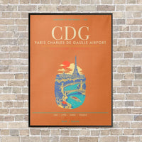 Thumbnail for Paris Charles de Gaulle Airport CDG - Canvas Framed - Orange