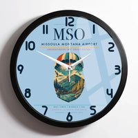 Thumbnail for Missoula Montana Airport (MSO) design on light blue framed wall clock