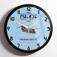Thumbnail for Boeing CH-47F Chinook design on light blue framed wall clock