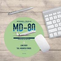 Thumbnail for McDonnell Douglas MD-80 design on light green round mouse pad