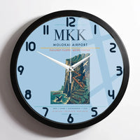 Thumbnail for Molokai Airport (MKK) design on light blue framed wall clock