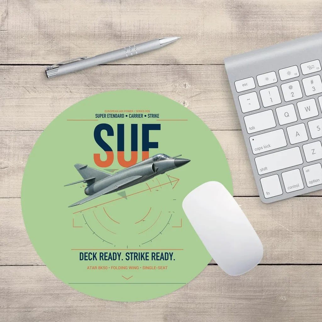 Dassault Super Étendard design on light green round mouse pad