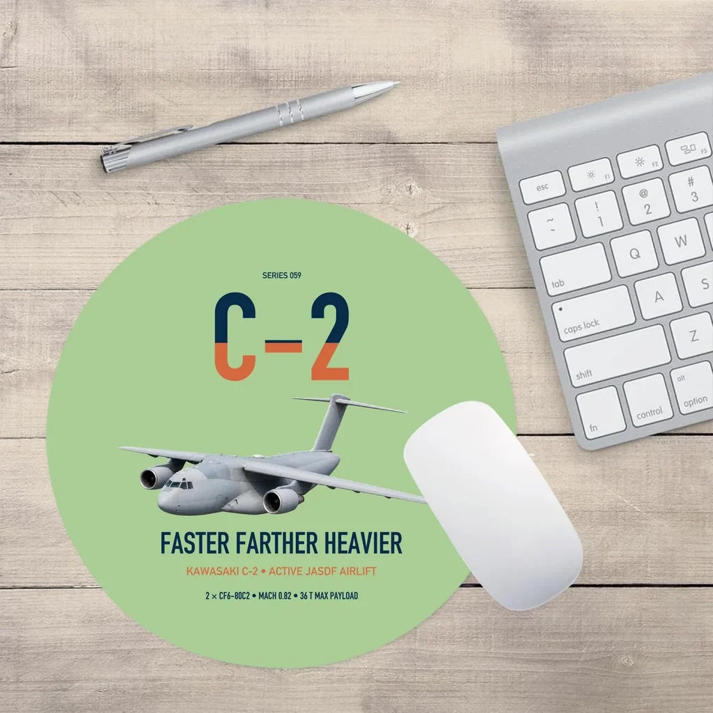 Kawasaki C-2 design on light green round mouse pad