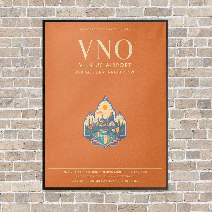 Vilnius Airport VNO - Canvas Framed - Orange