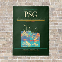 Thumbnail for Petersburg James A. Johnson Airport PSG vertical canvas print - no frame - dark green background