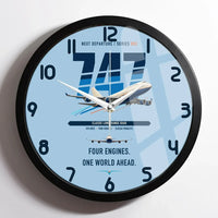 Thumbnail for Boeing 747-400 design on light blue framed wall clock