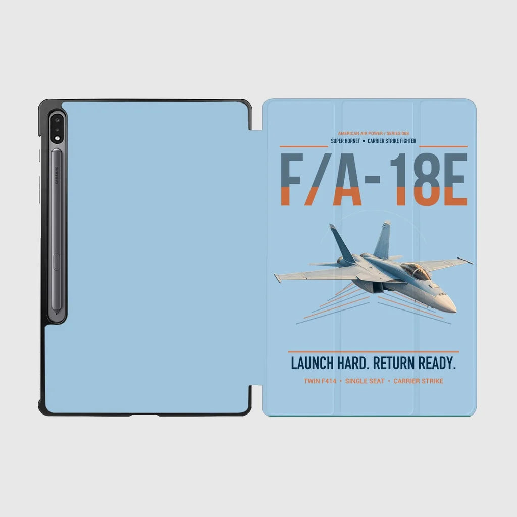F-A-18E Super Hornet design on light blue samsung tablet tablet case