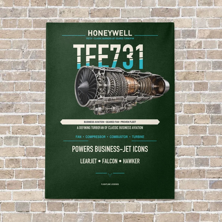 TFE731 vertical canvas print - no frame - dark green background