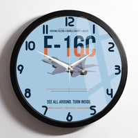 Thumbnail for F-16C Fighting Falcon See All Around Turn Inside design on light blue framed wall clock