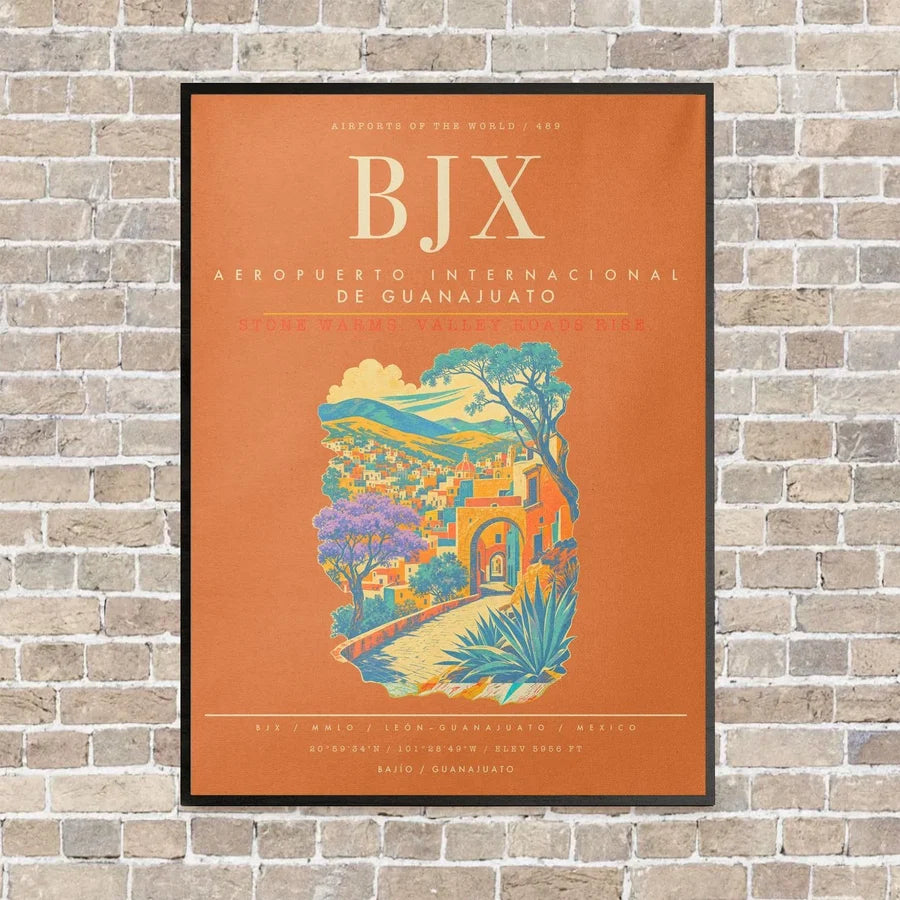 Aeropuerto Internacional de Guanajuato BJX - Canvas Framed - Orange