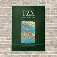 Thumbnail for Trabzon Airport TZX vertical canvas print - no frame - dark green background