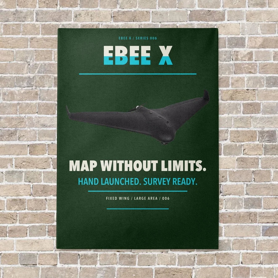 AgEagle eBee X vertical canvas print - no frame - dark green background