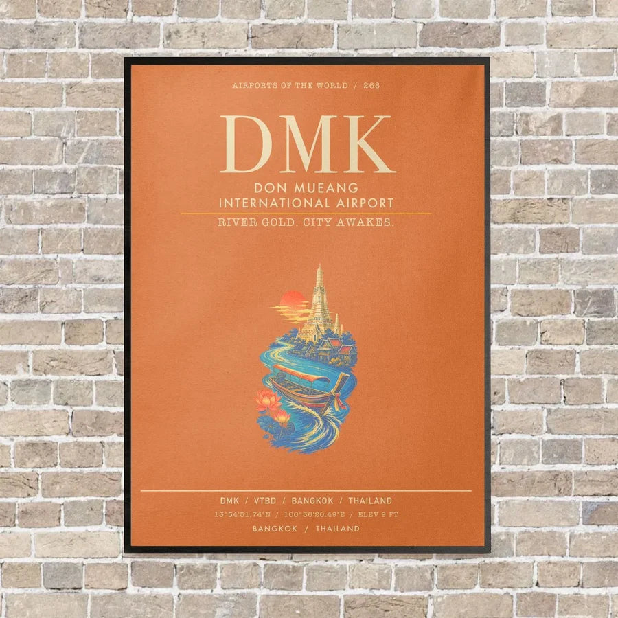 Don Mueang International Airport Bangkok DMK - Canvas Framed - Orange