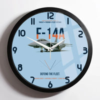 Thumbnail for F-14A Tomcat Defend The Fleet design on light blue framed wall clock