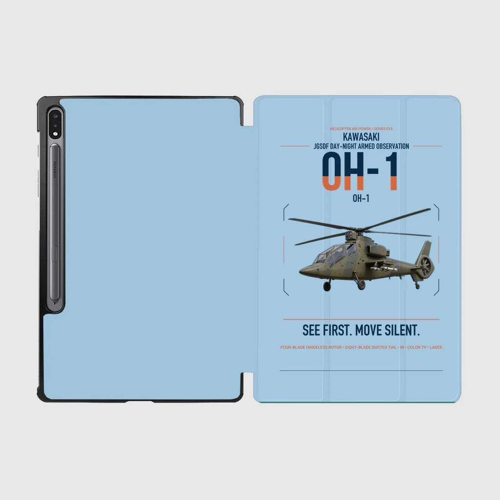 Kawasaki OH-1 design on light blue samsung tablet tablet case