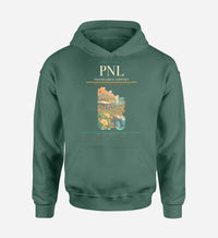 Thumbnail for Pantelleria Airport (PNL) design on green hoodie single-side print