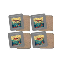 Thumbnail for The Harbor Ferry Hop - Designed Coasters design on gray 4-pieces-set