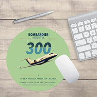 Thumbnail for Bombardier Challenger 300 design on light green round mouse pad
