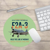 Thumbnail for F2A-3 Buffalo Hold the Line at Midway design on light green round mouse pad