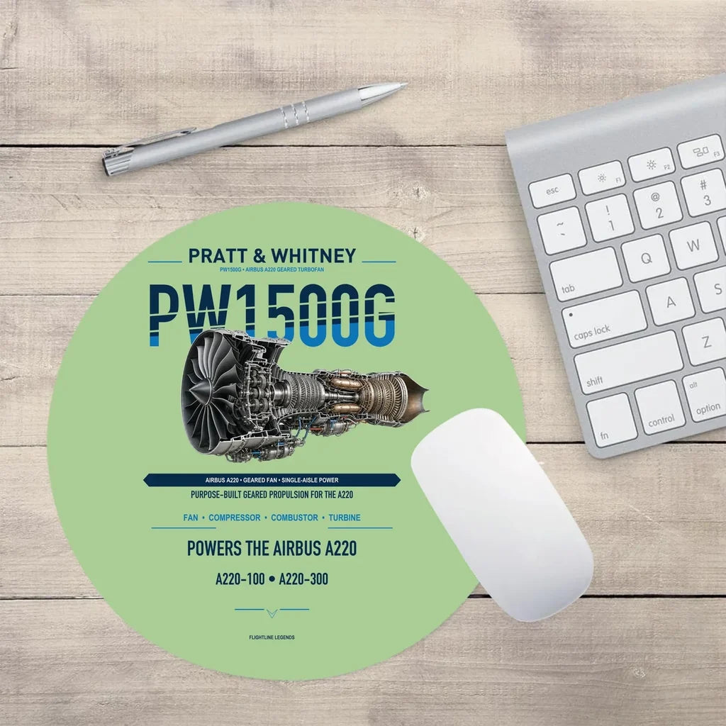 PW1500G design on light green round mouse pad