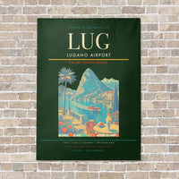 Thumbnail for Lugano Airport LUG vertical canvas print - no frame - dark green background