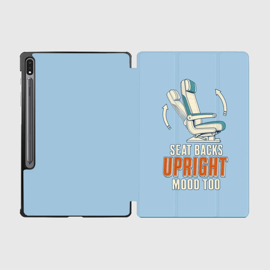 Seat Backs Upright Mood Too design on light blue samsung tablet tablet case