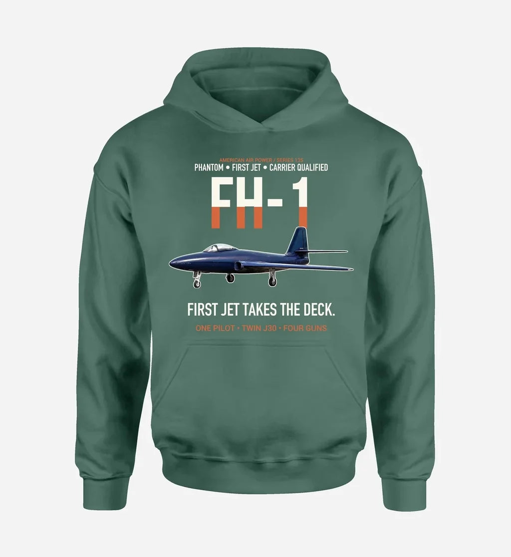 FH-1 PHANTOM design on green hoodie single side