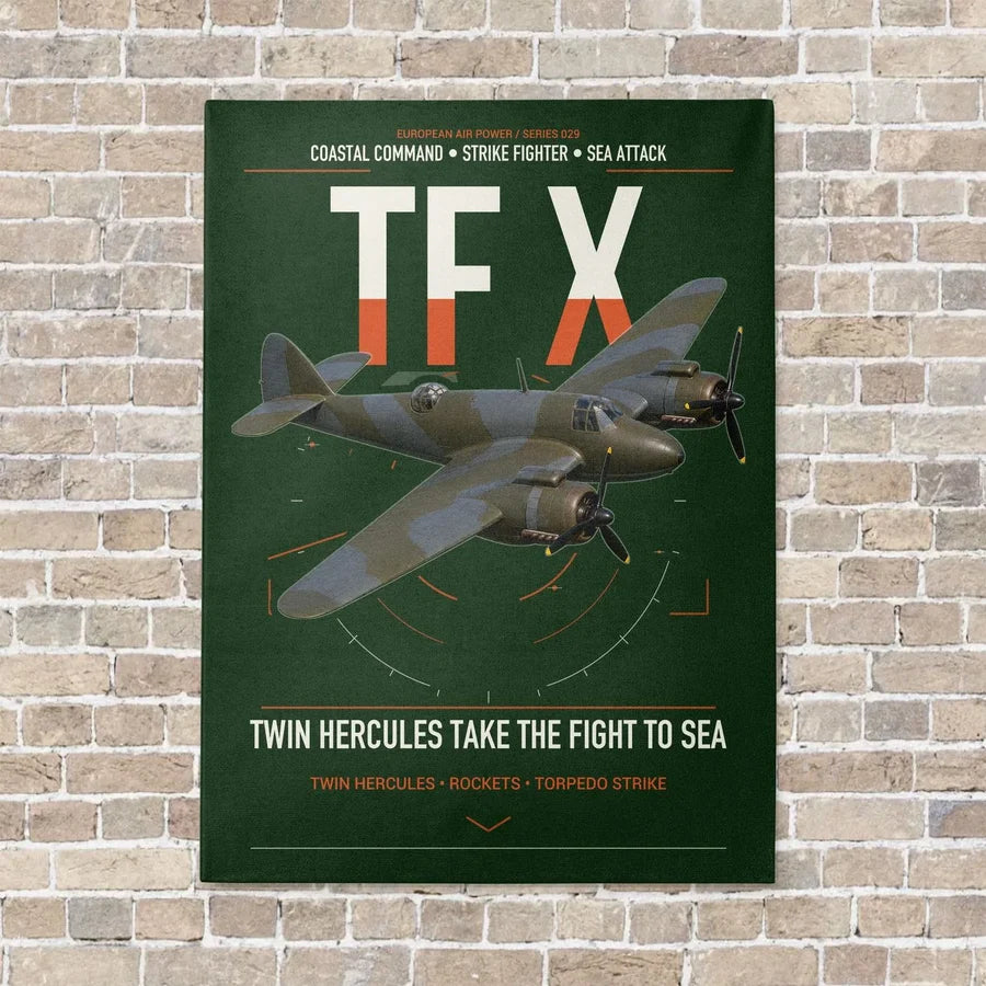 Bristol Beaufighter TF X vertical canvas print - no frame - dark green background