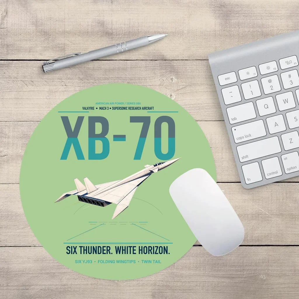 XB-70A Valkyrie design on light green round mouse pad