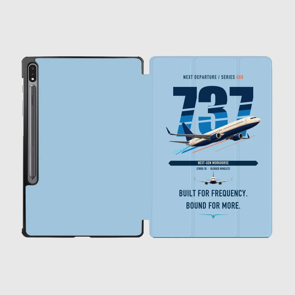 Boeing 737-800 NG design on light blue samsung tablet tablet case