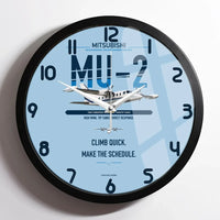 Thumbnail for Mitsubishi MU-2B-60 Marquise design on light blue framed wall clock