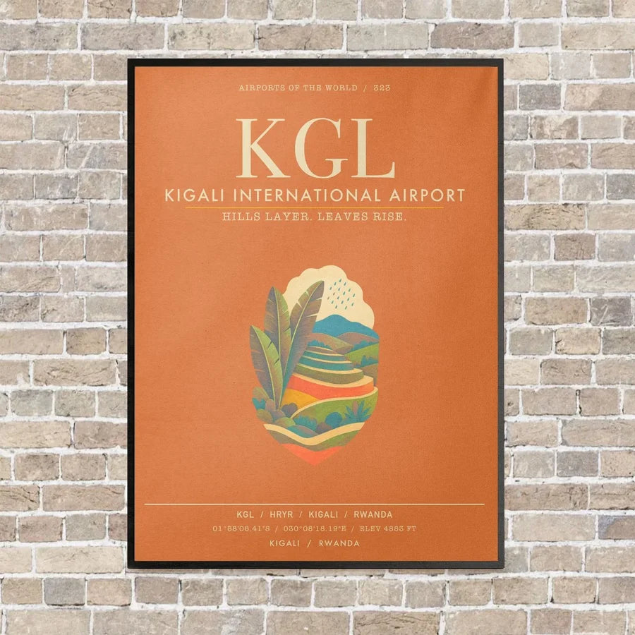 Kigali International Airport KGL - Canvas Framed - Orange