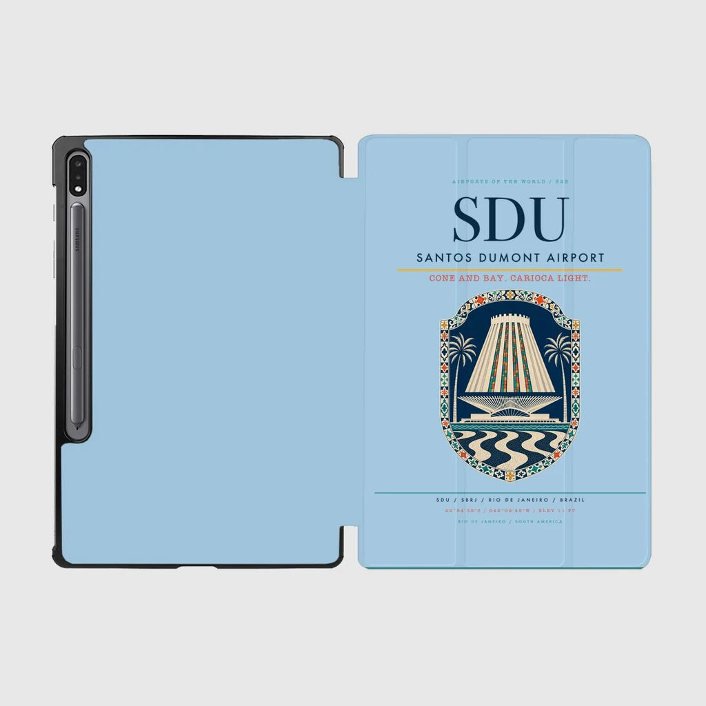 Santos Dumont Airport (SDU) design on light blue samsung tablet tablet case