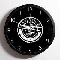 Thumbnail for Aviation Lovers aviation design on premium wood and metal wall clock.
